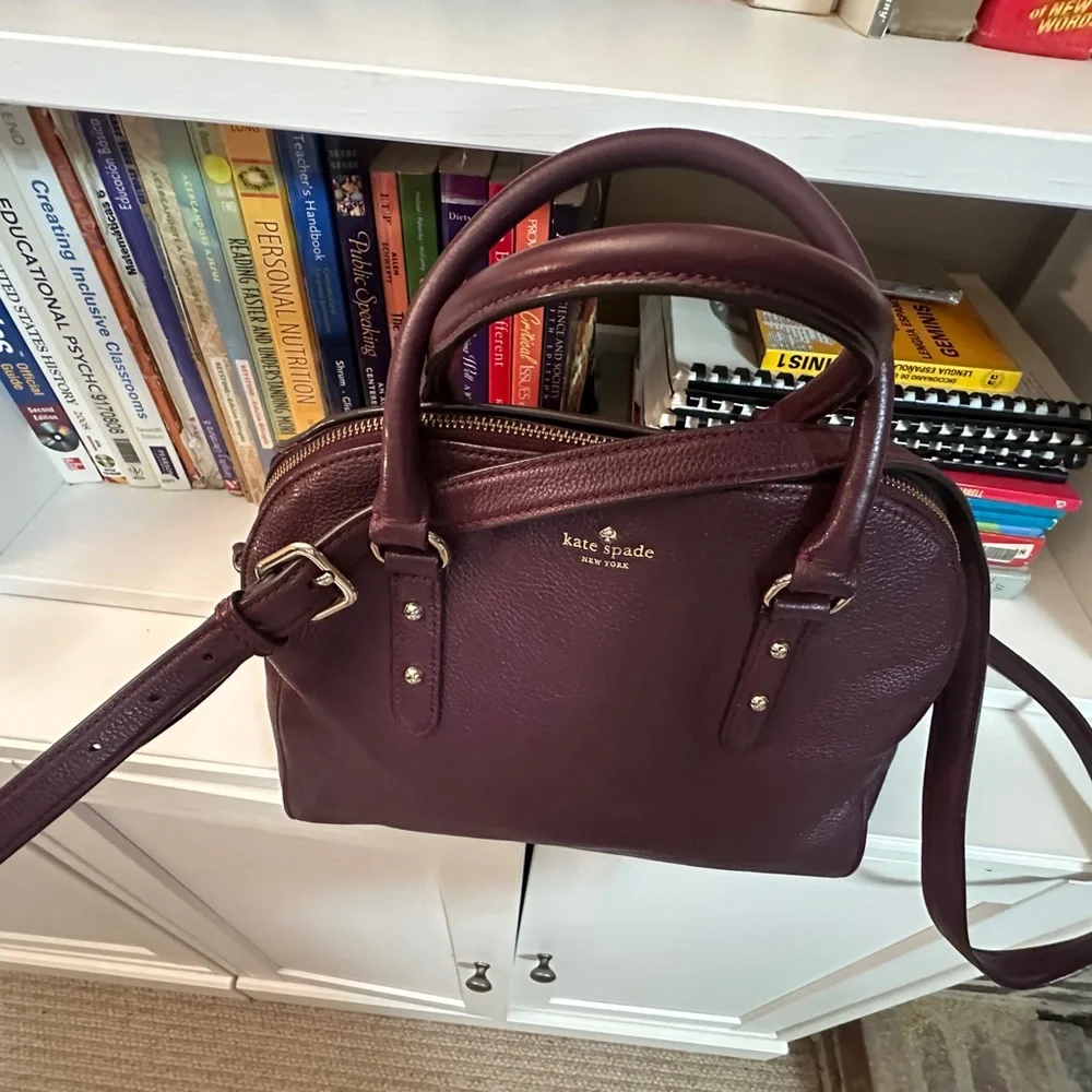 kate spade Plum Leather Dome Satchel with Gold Hardware